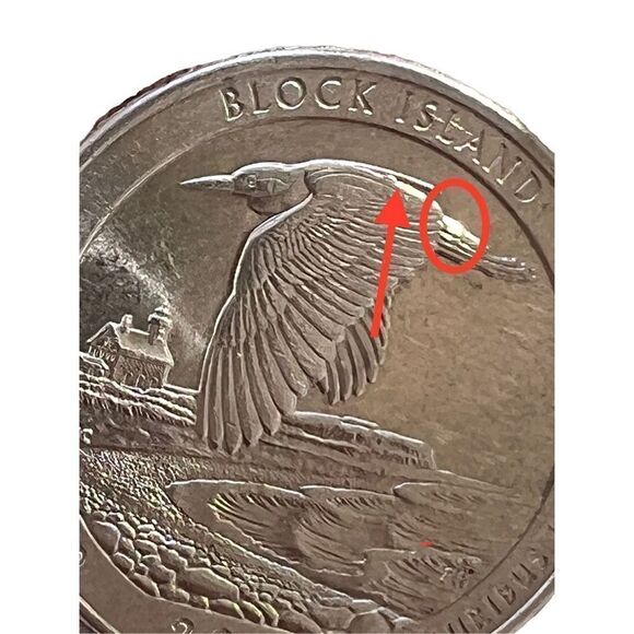 2018 P- Rhode Island Block Island Quarter Error Coin - Picture 1 of 4